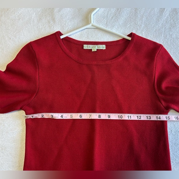 Flutter Sleeve Stretchy Pull on Red Holiday Party Dress - Picture 6 of 8